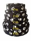 Oval Dog Bed Basket Sherpa Fleece Black with Paws Washable Pet Bed Various Sizes
